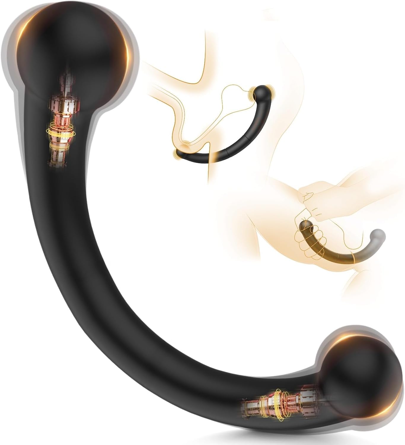 Black curved dual-ended Crescent vibrating wand